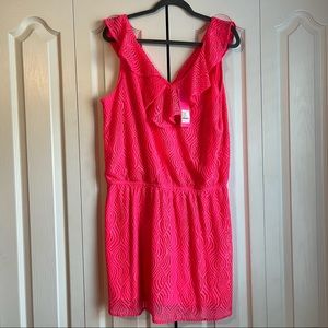 NWT Lilly Pulitzer crab Claw Coral Flowing Leaf Lace Romper Dress Pink Size XL